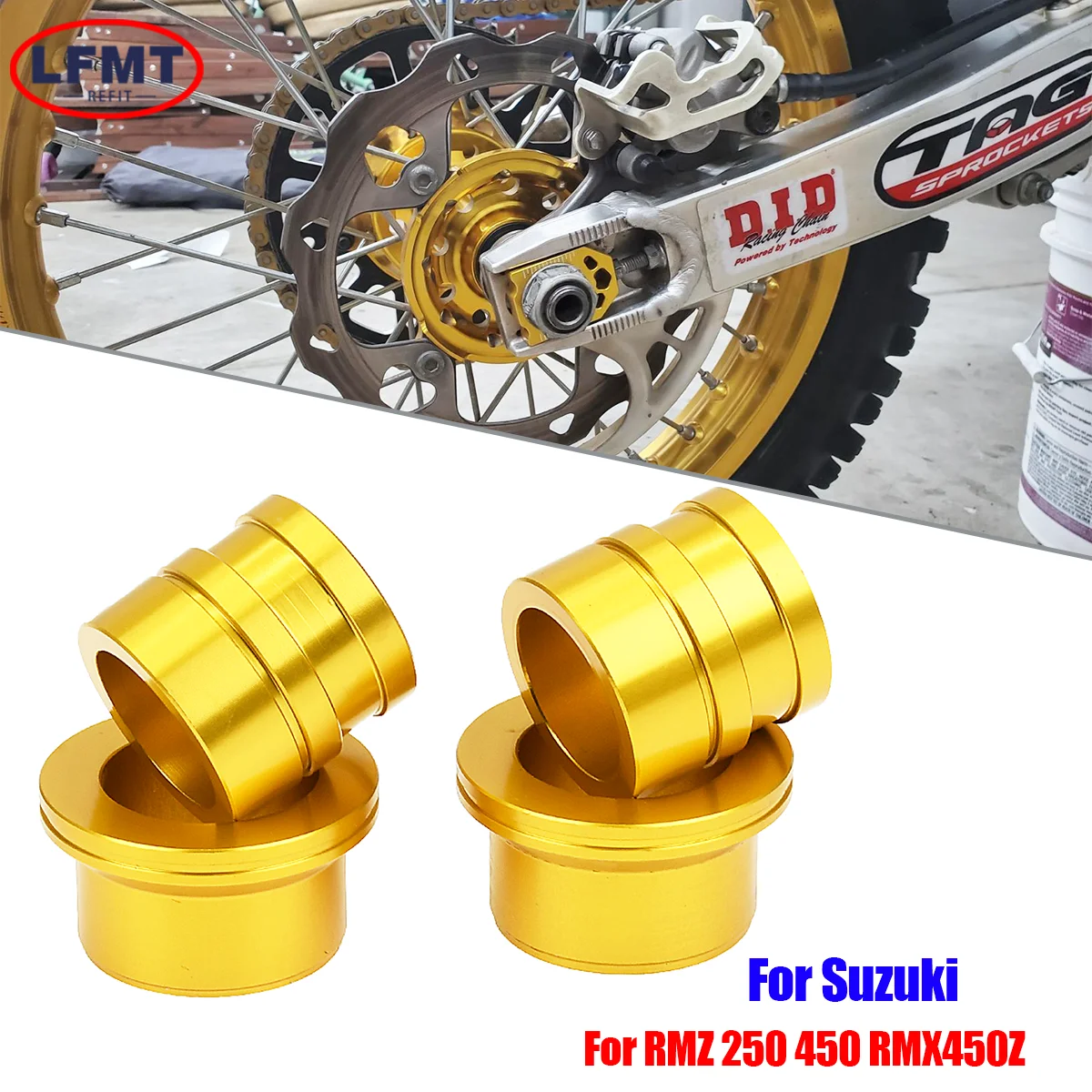 Für Suzuki Motorrad Vorne Hinten Rad Achse Hub Spacer Kit RMX450Z 2010-2017 RMZ250 2007-2024 RMZ450 2005-2024 Motocross Teile