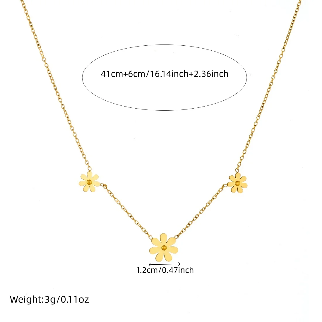 DIEYURO 316L Stainless Steel Golden Exquisite Daisy Flowers Necklace Lady Minimalist Style Trend Waterproof Neck Chain Jewelry