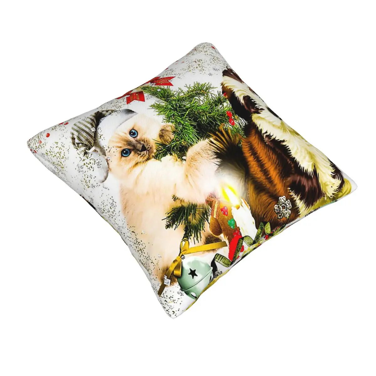 Christmas Cats And Dogs Snow Day polyester pillows for living room Drop Shipping Digital printing 20x20in sofa cushion