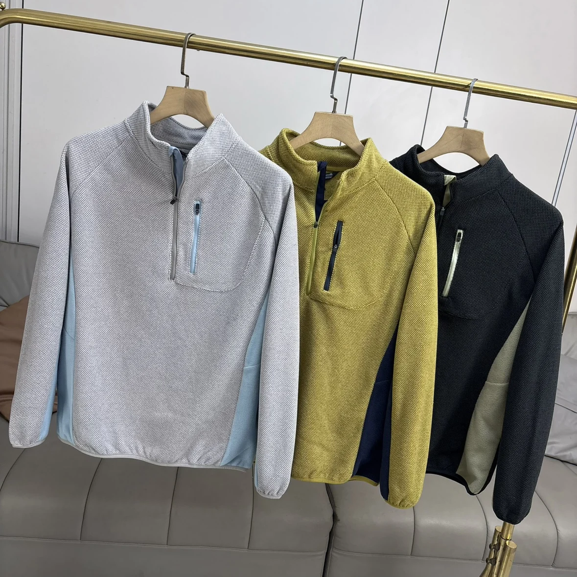 

Outdoor Men's Fce Hoodie Sweatirt Stand Collar f Zipper Honeycomb Texture Autumn Winter Faion Casual Stand Fit