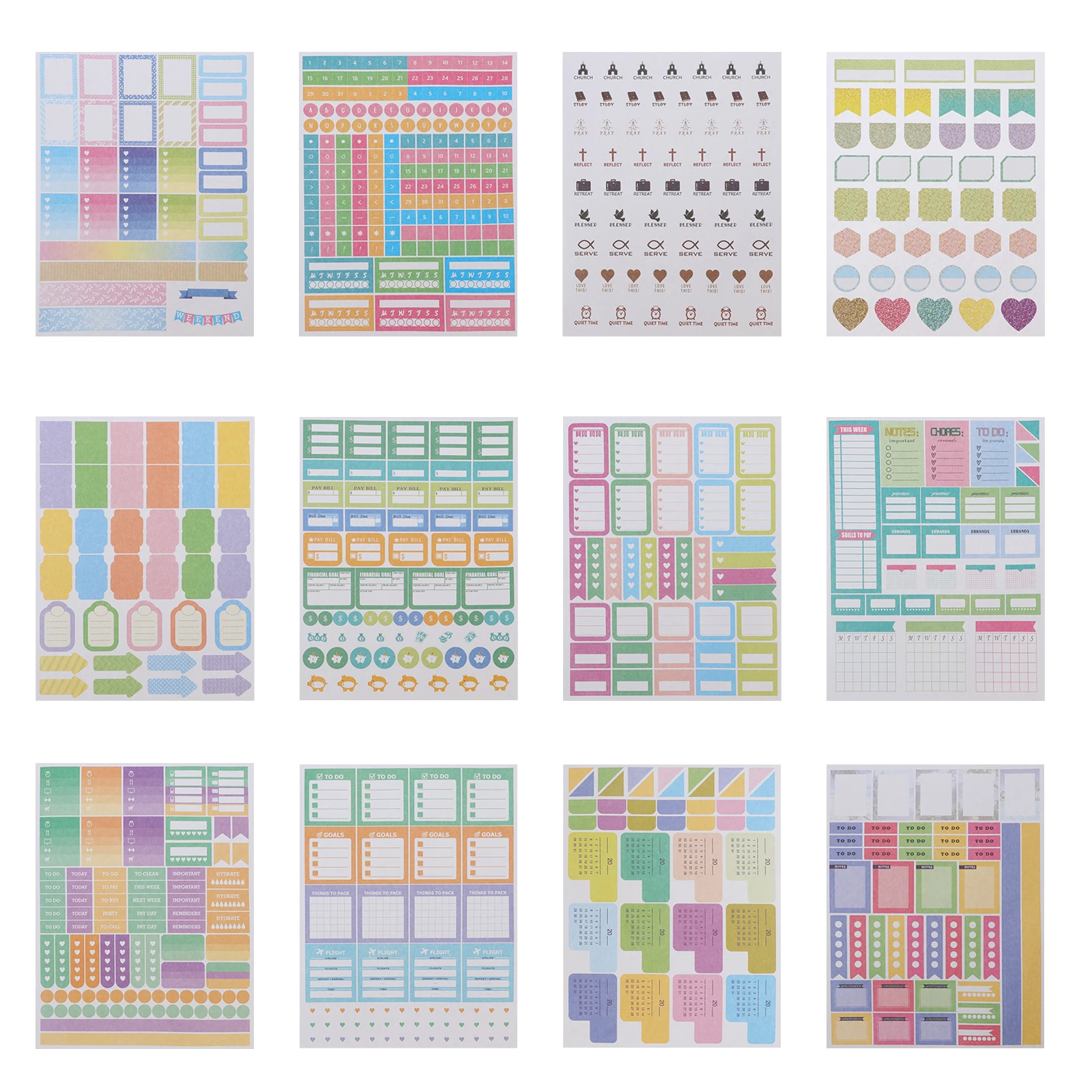 

1 Set Weekly Plan Pads Bright Adhesive Message Planner Stickers Reminder Stick Paper Portable Memo Notes Decorative