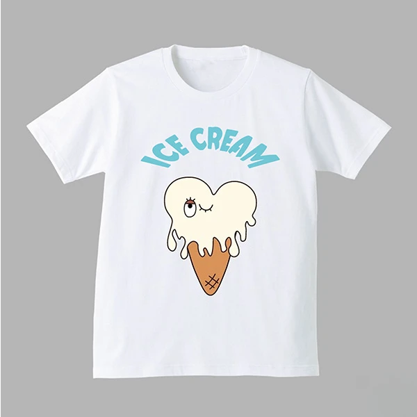 Cute Heart Shaped Ice Cream Graphic T Shirt Funny Winking Ice Cream Design Short-sleeved Tee Casual Top Versatile for Women