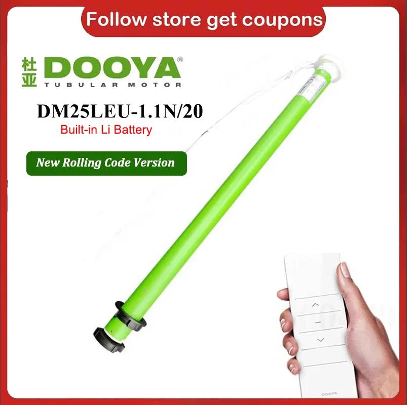 DOOYA DM25LEU Tubular Motor 38mm with Built-in Li Battery Rolling Blind RF433 Emitter Control Includes Brackets And Tail Plug