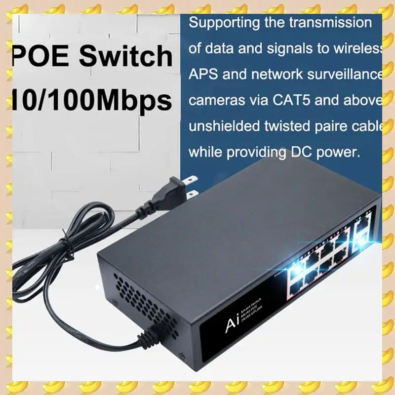 

A45U POE Switch 100Mbps Ethernet Switch POE Splitter IEEE 802.3Af/At For IP Camera Wireless AP Wifi Router US Plug