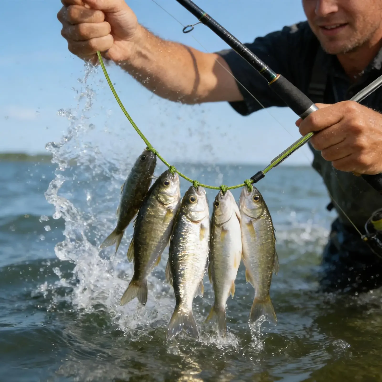 60/80/100/120cm Heavy Duty Saltwater Fishing Stringer Stainless Steel Clasp  Cable Secures Live Catch for Boat Sea Spearfishing view 5