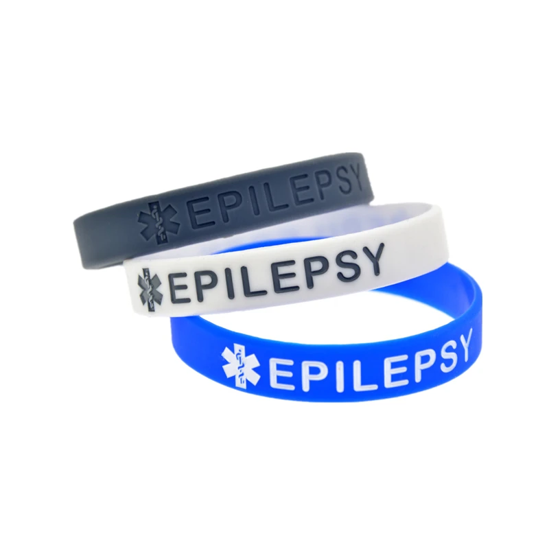 50 Stück Epilepsie-Medizinisches ID-Armband, Sport-Silikonarmband, Gesundheitserinnerungs-Schmuck-Armreif – Detail 1