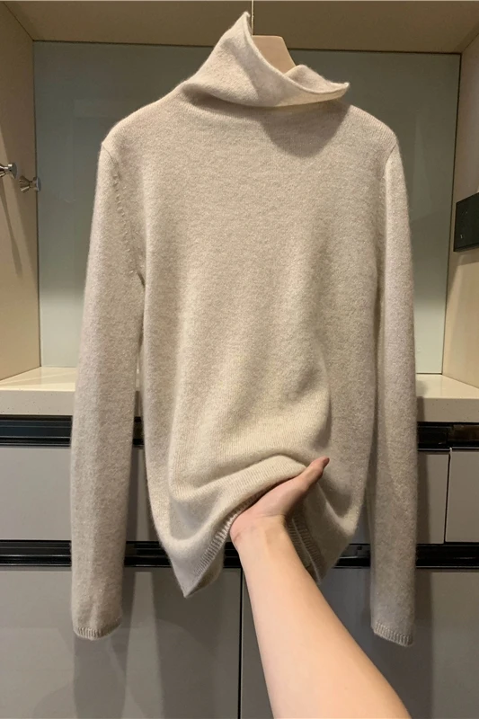 2023 Autumn Winter Women Turtleneck Cashmere Sweater Women's Golden thread Knit Pullover Long-sleeve Slim Bottoming Shirt