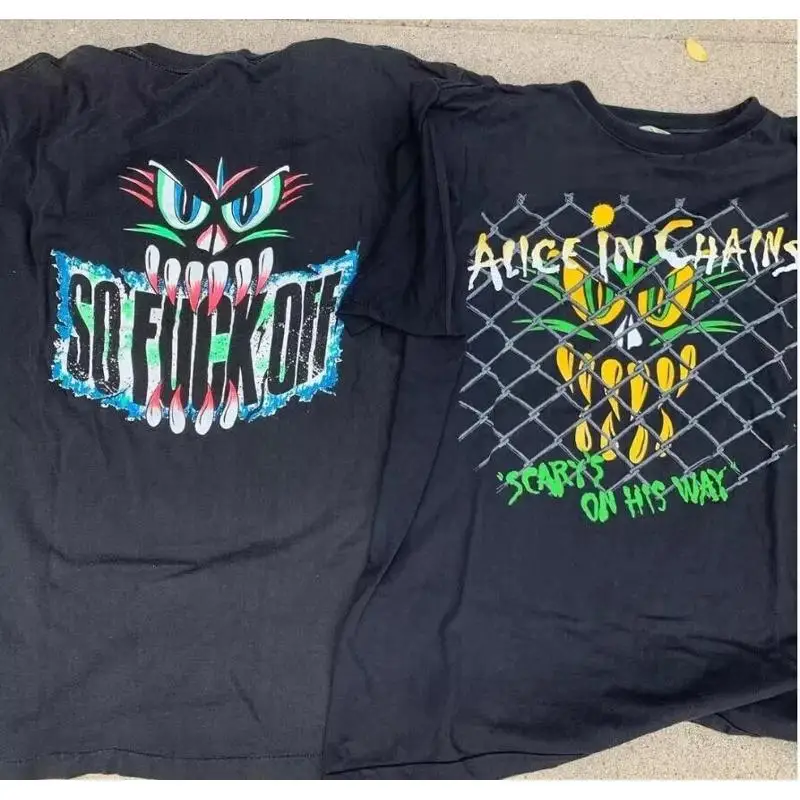 Camiseta negra grande europea de 2 lados de Alice In Chains Scarys On The Way