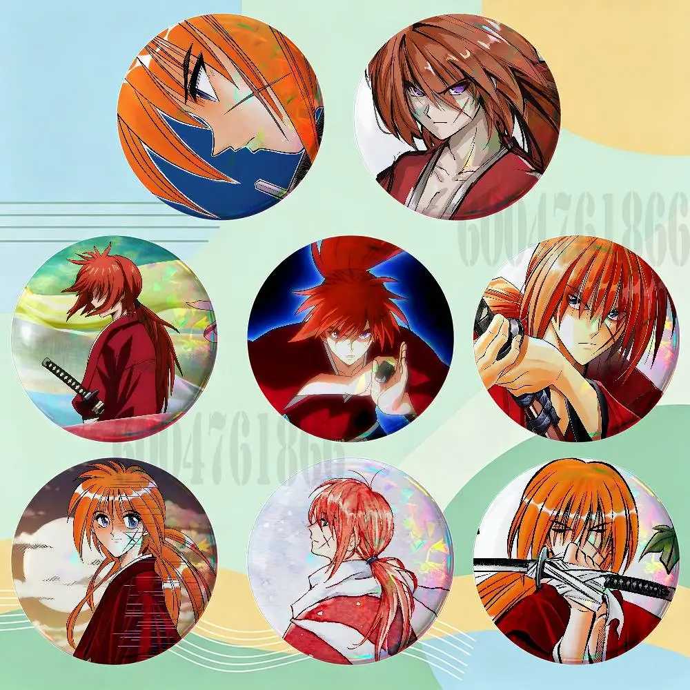 H-Himura Kenshin Badges 25 32 44 58 75 mm Round Customizable Wholesale Fan goods Self-made fan freebies