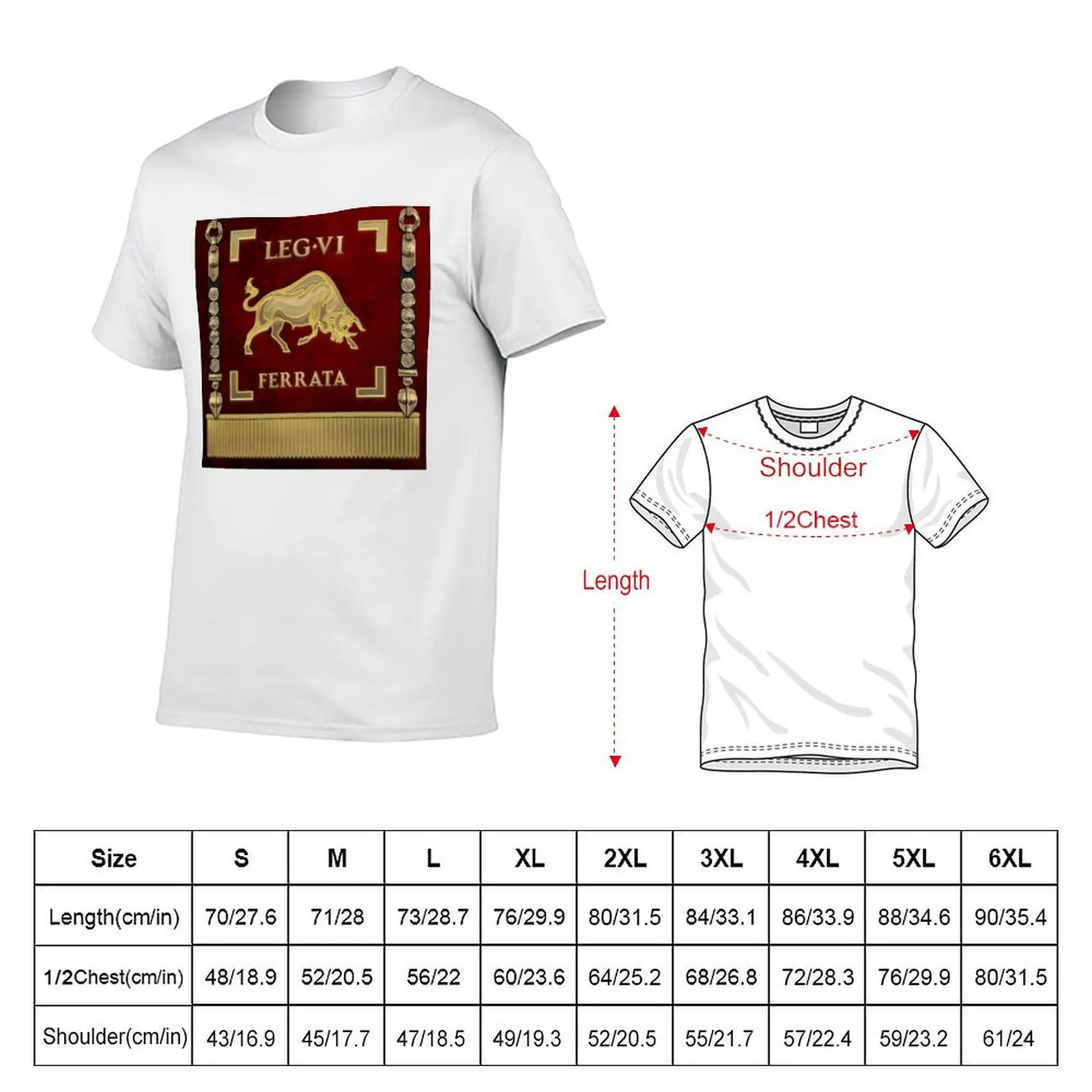Early Standard of the Sixth Ironclad Legion - Bull Vexillum of Legio VI Ferrata T-Shirt Fashion Pattern Printed Tee Shirt