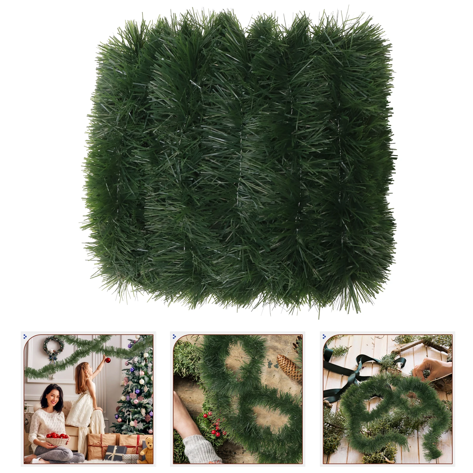 

1pc Xmas Garland Artificial Christmas Garlands Rattan Fake Wreath Making Supplies Outdoor Door Hanging Decor Party Celebration