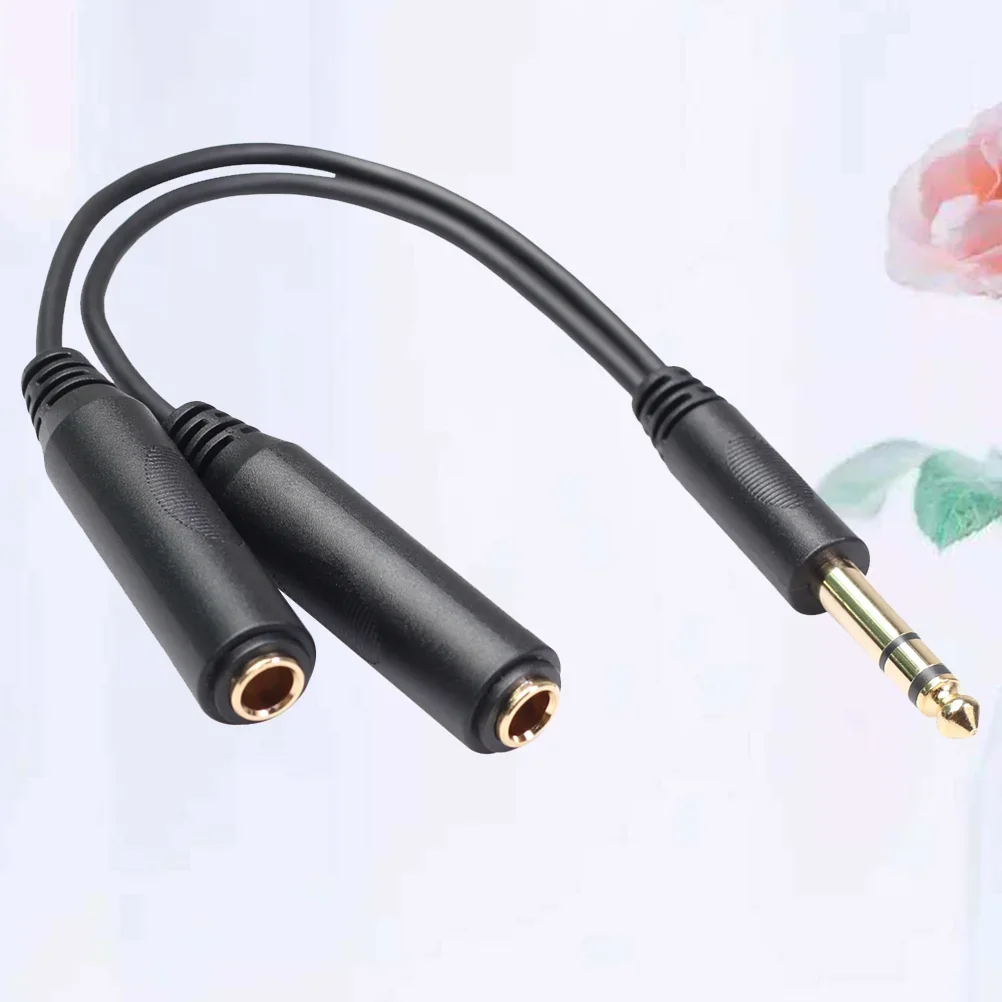 

6 35mm Cable 635 Stereo Large Three-Core One Male and Two Female Audio Adapter Y Splitter