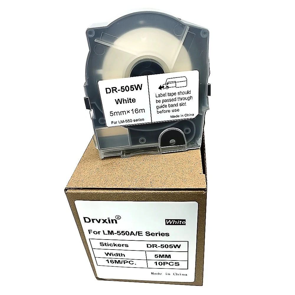 Tape Label Cassette DR-505W/Y DR-509W/Y DR-512W/Y 5 9 2mm×16m White Yellow Adhesive paper For M550A LM-550A/E Label typewriter