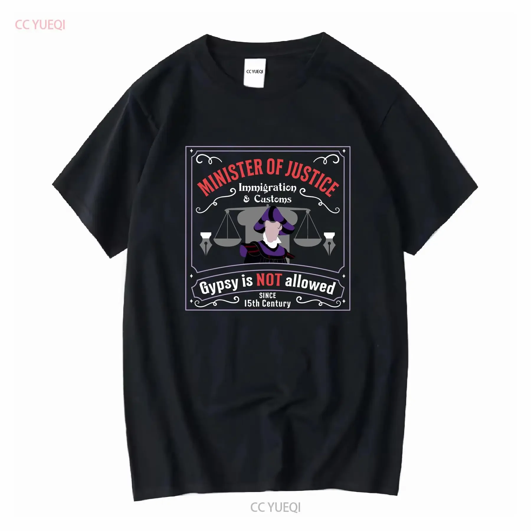 The Hunchback of Notre Dame Logo T Shirt Minister Justice Immigration Customs Claude Frollo Theme Occupational Outfits vintage
