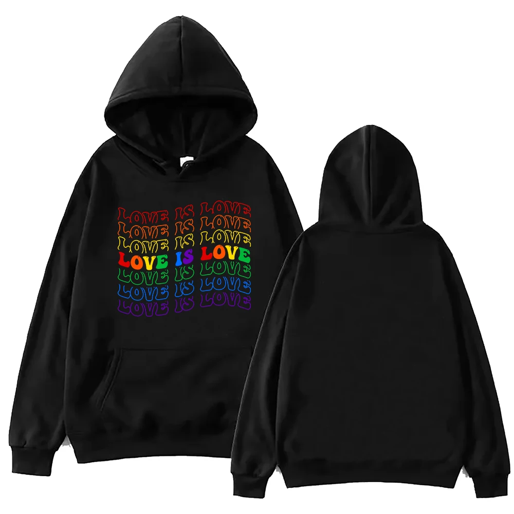 

Love Is Love LGBT Flag wave Hoodie Harajuku Pullover Tops Sweatshirt Pride Month