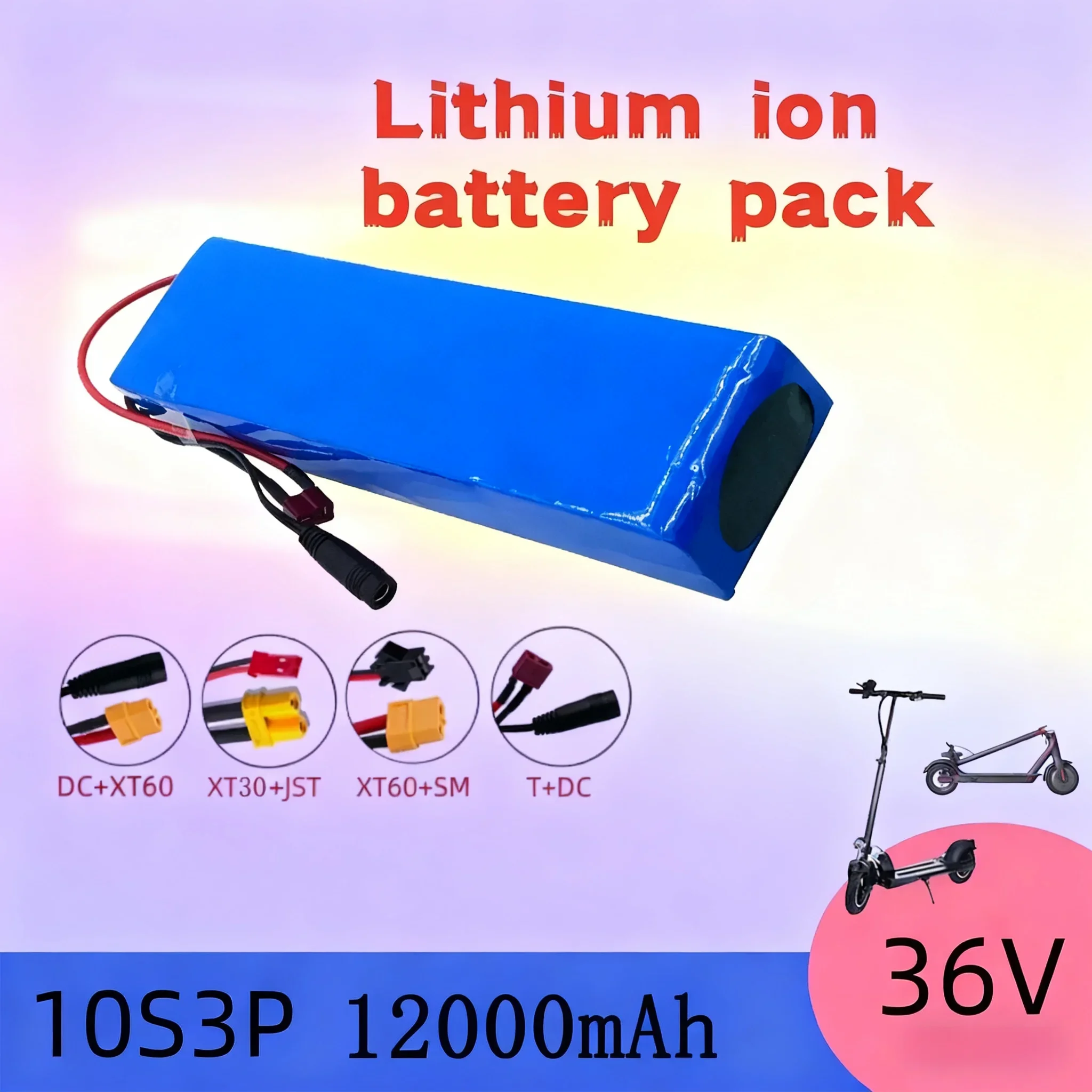 

️Rechargeable Lithium Battery 36V 20Ah 18650 Pack 10S3P 1000W with BMS for Bicycle Scooter Battery Pack+Charger