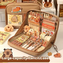 Estuche para lápices de tela de 12 capas Kawaii, bolsa para niños con cremallera de animales de gran capacidad, estuche para bolígrafos para niños y niñas, suministros escolares