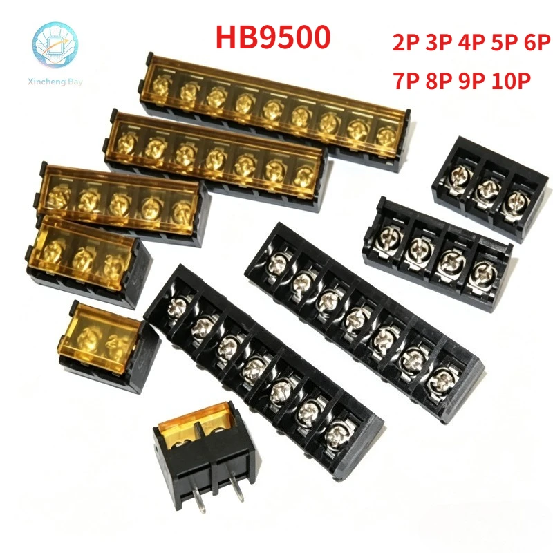 5pcs/lot  HB-9500 barrier terminal block with covered power supply pitch 9.5MM HB-2/3/4/5/6/7/8/9/10P