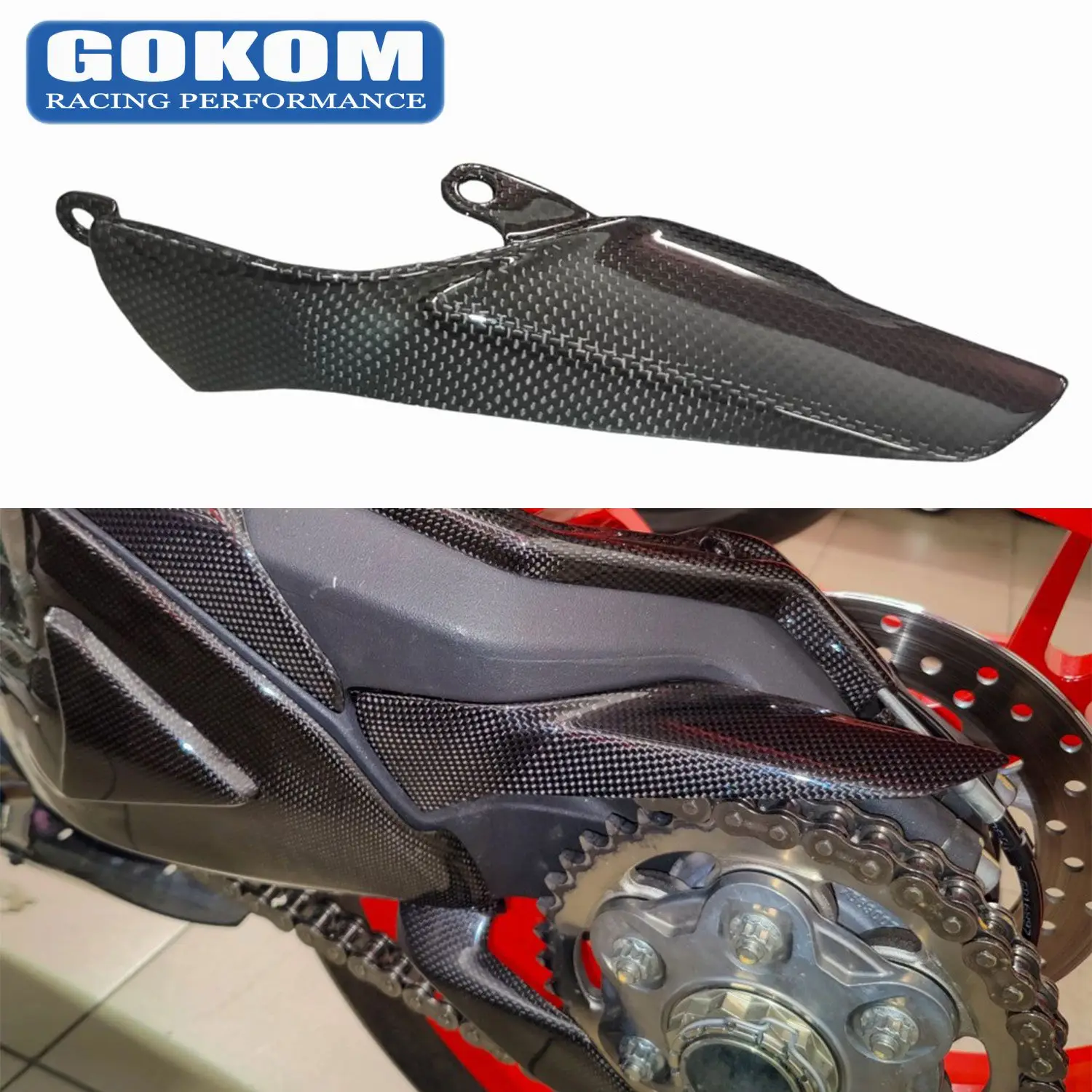 

Gokom Racing Motorcycle Parts Carbon Fiber Upper Sprocket Guard Protection For Ducati 1199/1299/V2 2012– 2023 Streetfighter v2