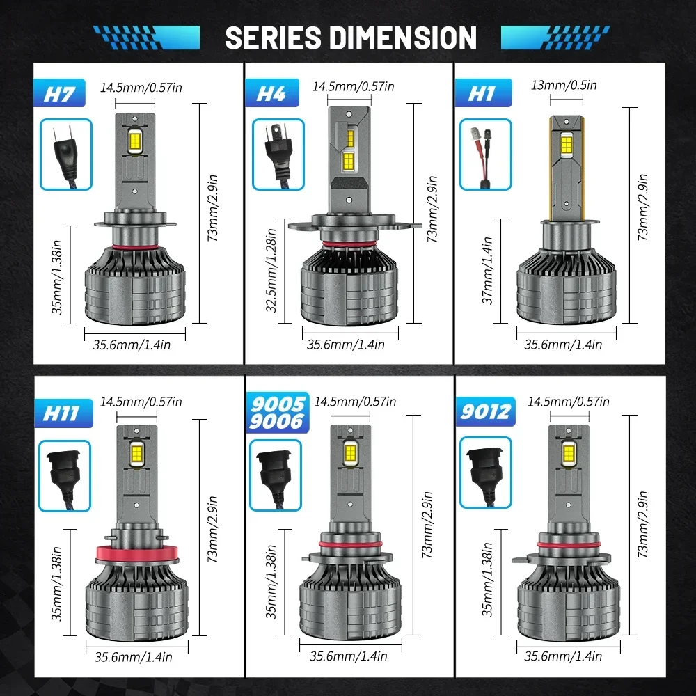 HYNBYZJ H7 LED 800000LM Headlights Canbus 6000K H1 H4 H11 9012 HIR2 H8 H9 9005 9006 HB3 HB4 High Power 660W 5570 CSP Chips 12V image 6