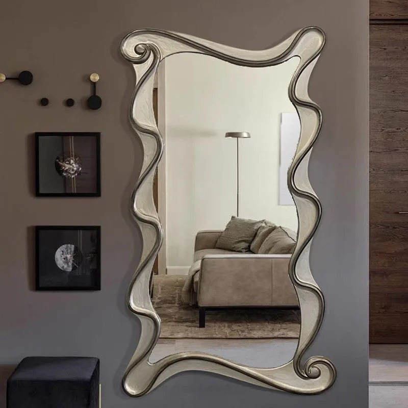 

Hanging Dressing Mirror Wavy Wall Living Room Modern Mirror Aesthetic Shower Compact Luxury Funky Espelhos Home Decorations