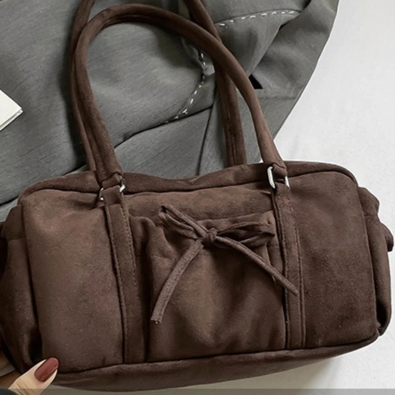 

Fashion Leisure VersatileTote Bag for Women Vintage Retro Shoulder Bag with Drawstring Wrinkled Design Simple Txture Square Bag