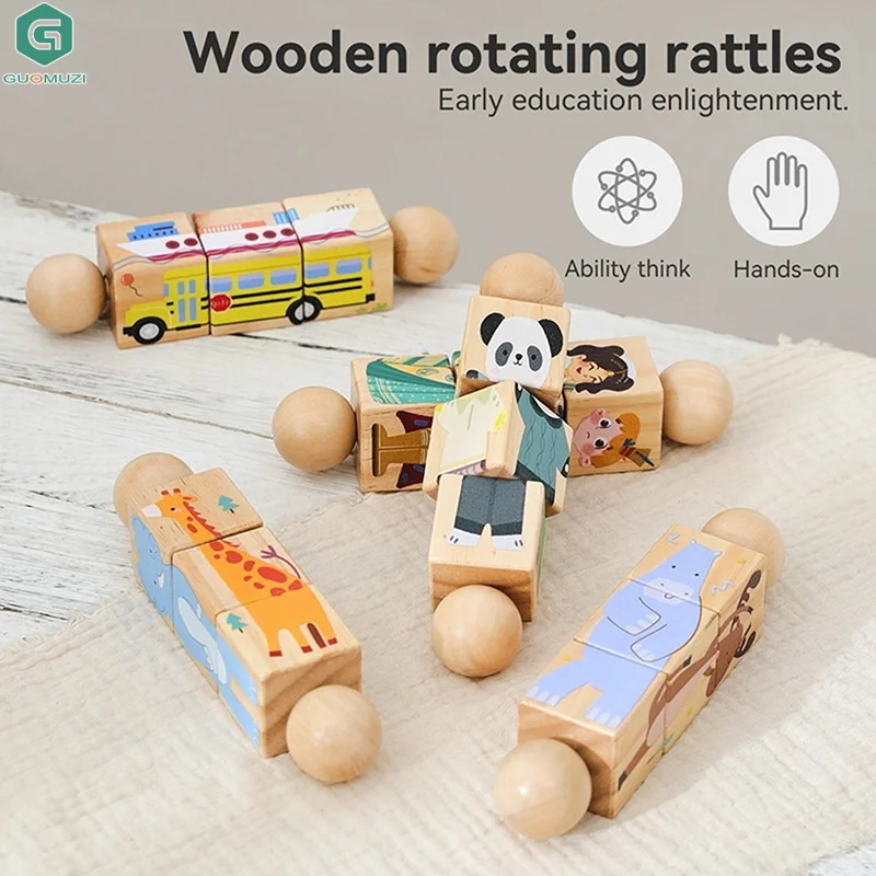 1 قطعة لعبة مونتيسوري الخشبية اليد جرس لعبة طفل المحمول الموسيقية دمية شخشيخة عربة أطفال ألعاب تعليمية كلاسيكية هدايا الاطفال