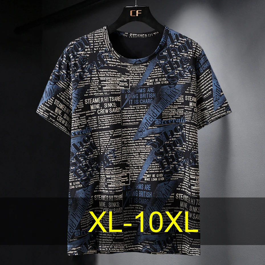 

Summer Short Sleeve T-shirts Men 10XL Plus Size Tshirt Summer Tops Tees Male Fashion Casual Letter Print Shirts Big Size 10XL