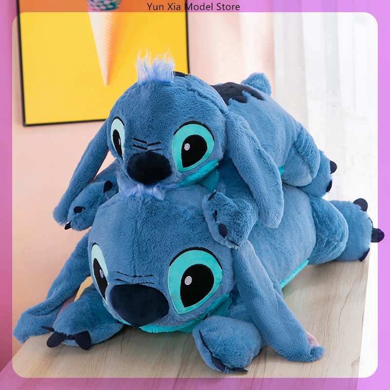 45/60/80/100cm Lilo&Stitch Stitch Doll Disney Plush Toys Plush Stuffed Doll Soft Pillow Prone Posture Dark Blue Christmas Gifts