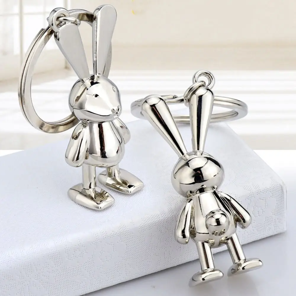 Metal Cool Rabbit Keychain Punk Hip Hop Style Jewelry Personality Car Key Accessories Cute Animals Pendant Creative Gift for Men