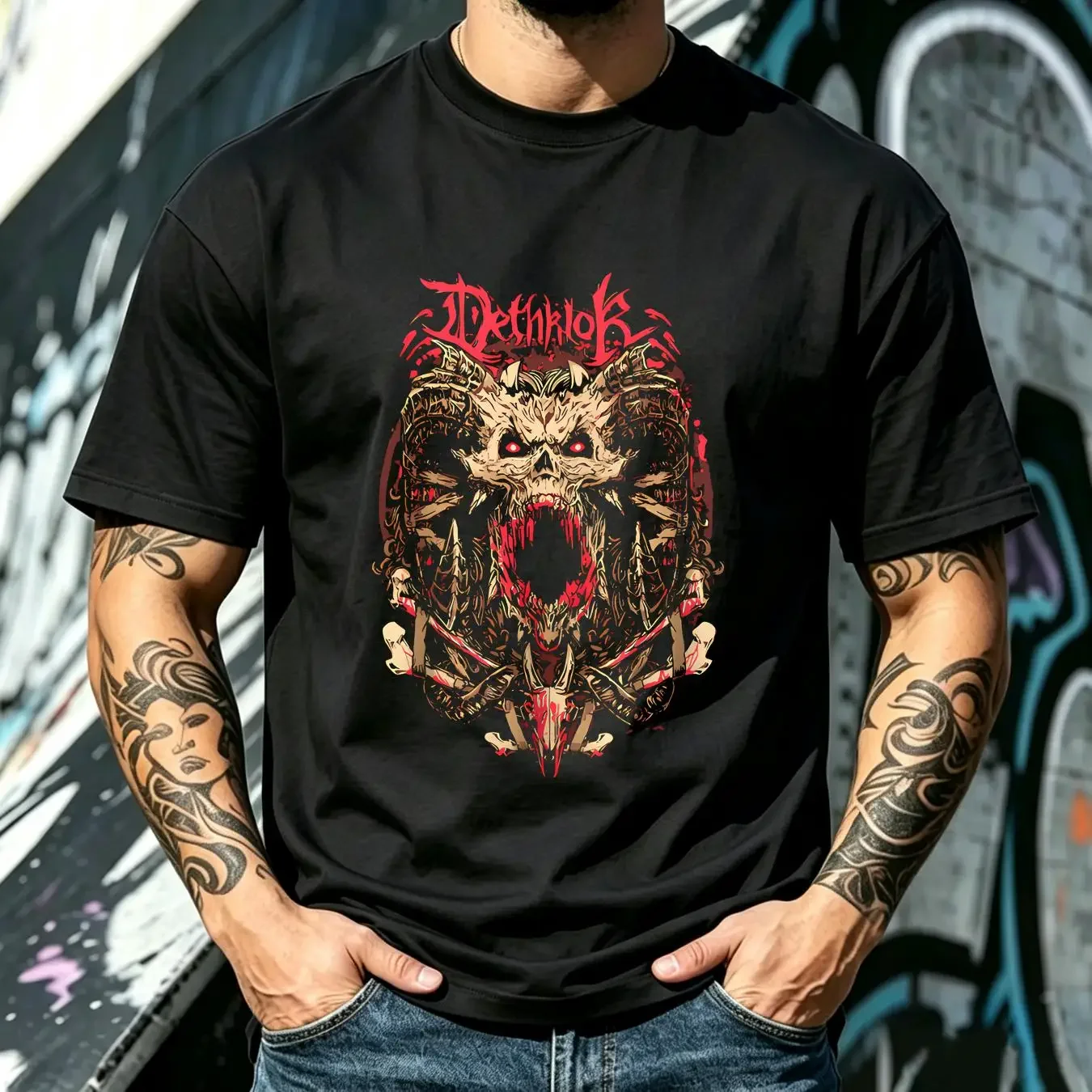 washed T Shirt Dethklok Metalocalypse Death Metal 100 Cotton Sizes DTH 56772 long or short sleeves vintage Washed Stretched