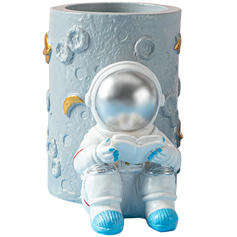 

Astronaut Pen Holder Round Pen Holder Spaceman Figurine Statues Ornament Storage Pencil Holder Makeup Brush Holder Desk Decor