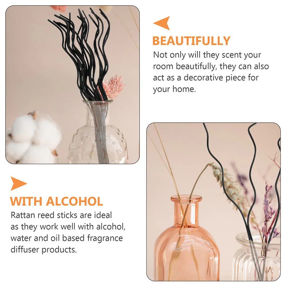 

20Pcs Black Rattan Reed Diffuser Sticks Replacement Aroma Essential Oil Fragrance Stick for Home Room Relax Diffuser Sticks