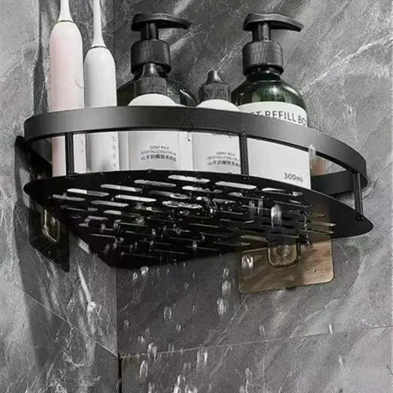 C5 Bathroom Shelf Aluminum Alloy Shampoo Rack Makeup Storage Organizer Shower Shelf Accessories No Drill Wall Corner Shelf