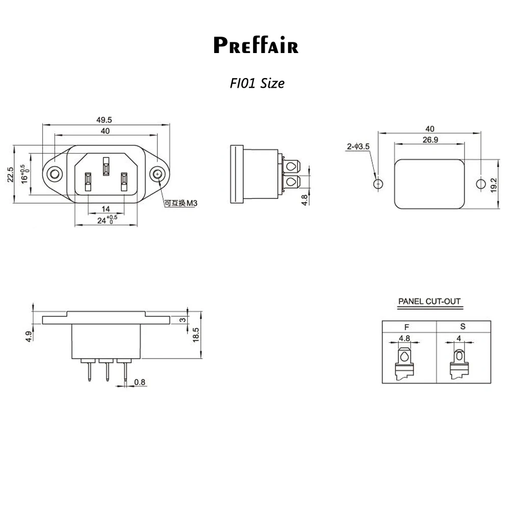Preffair F101 IEC مدخل المقبس 3-pin ملحومة طبعة الأحمر النحاس HIFI الطاقة MATIHUR التيار المتناوب الأصلي التيار المتناوب 250 فولت 10A IEC أنثى المقبس