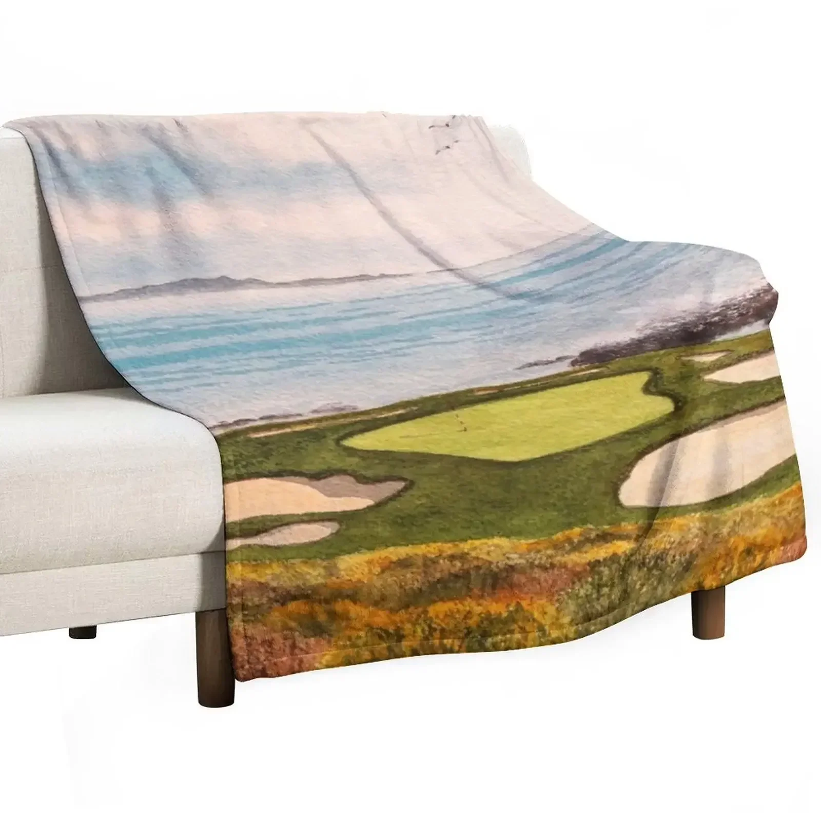 

Pebble Beach Golf Course Signature Hole 7 Throw Blanket Furrys Thermal Blankets