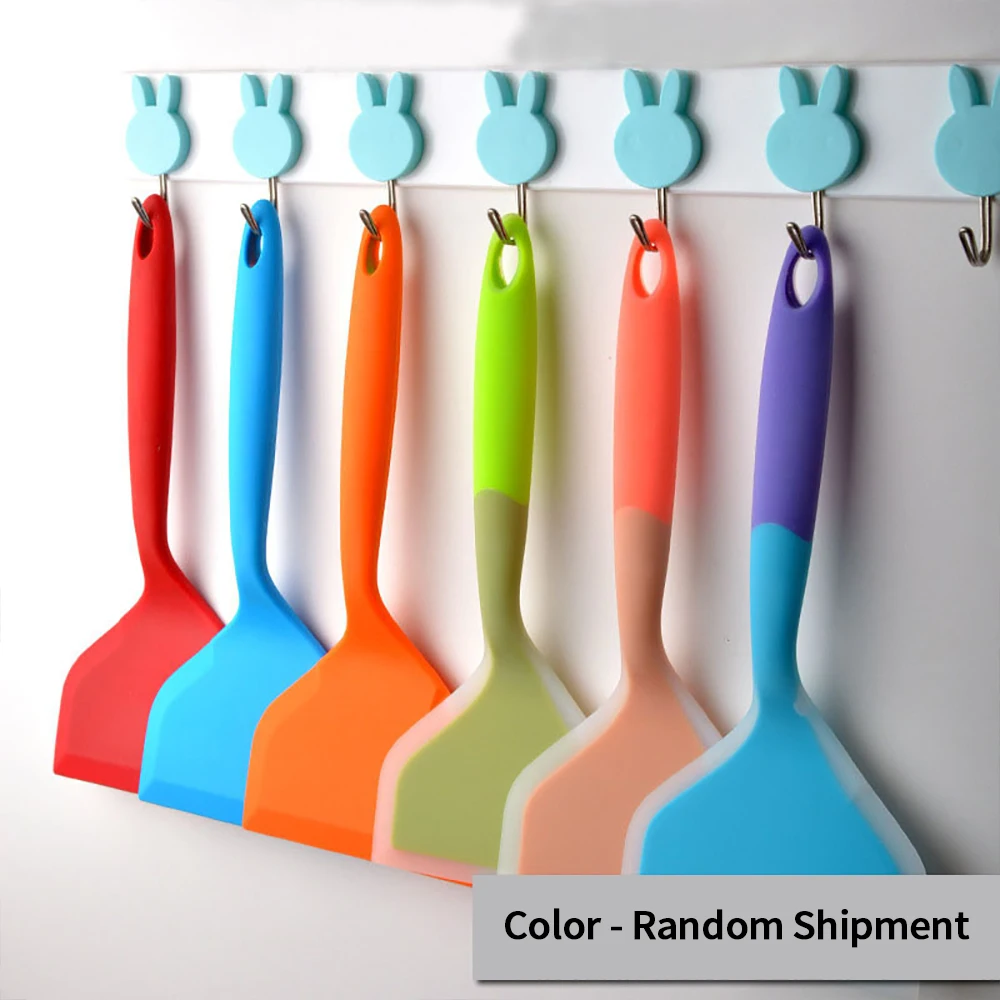 1PCS Silicone Kitchen Ware Cooking Utensils Spatula Beef Meat Egg Kitchen Scraper Wide Pizza Cooking Tools Shovel Random Color