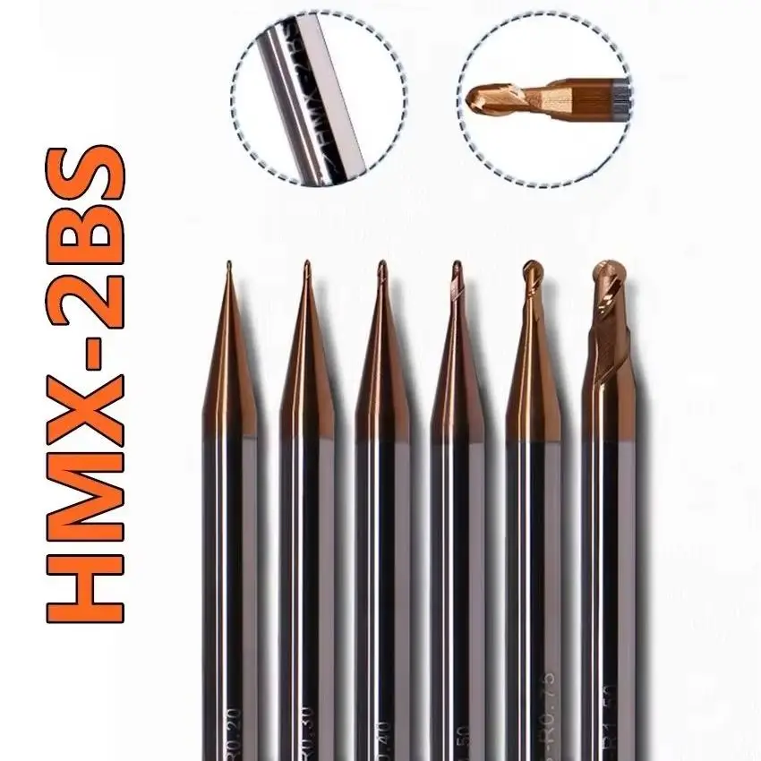 

HMX-2BS-R0.35 ZCC.CT HMX-2BS 2 edge straight shank Micro diameter ball end mill D0.70R0.35*4*1.0*50 2T Ball Nose End Mills