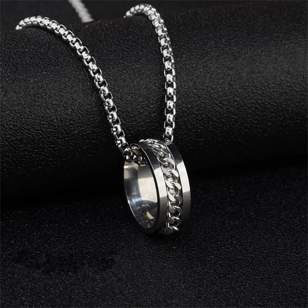 2022 Tide Brand All-match Ring Necklace Dual-use Men's Pendant Simple Women's Hip-hop Personality Titanium Steel Accessories