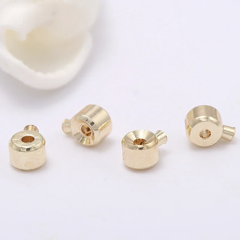 18K Gold Plated Brass Clip Clasps Crimp End Beads Positioning Buckle Bracelet Stopper Beads Closures For Jewelry Making Supplies