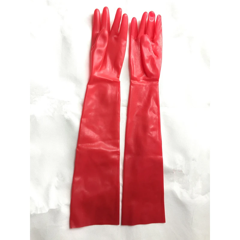 Seamless Latex Wrist Gloves Black Red Long Sexy Fetish Rubber Gloves for Women Cosplay Costumes with Dress