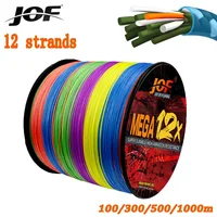 JOF X12 1000-100M hilo de pescar multifilamento PE trenzado 12 hebras línea de PE fuerte de alta calidad pesca en el mar agua salada 11,3-54,5 KG