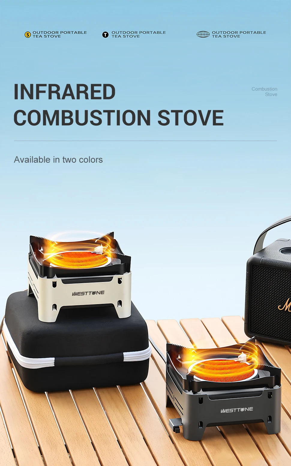 WESTTUNE Gasherd für den Außenbereich, tragbare Kochöfen, Camping-Notfallbrenner mit elektronischer Zündung für Garten, Picknick, Grillen – Detail 1