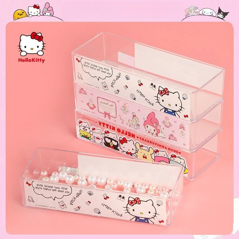 

MINISO Sanrio Hello Kitty My Melody Kawaii аниме мультфильм коробка для хранения ювелирных изделий коробка для хранения косметики прямоугольные подарки для девочек