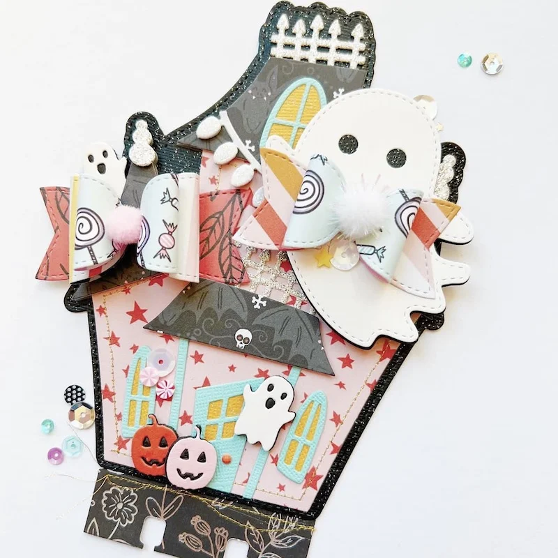 KSCRAFT Haunted House Mini Album Metal Cutting Dies Stencils for DIY Scrapbooking Decorative Embossing DIY Paper Cards