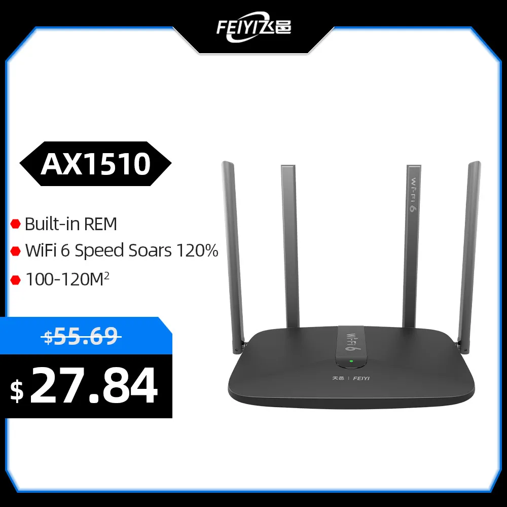 FEIYI AX1510 Wifi Router Wi-Fi Signal Amplifier Repeater Extend Gigabit  Wifi 6 Dual-Band 5GHz/2.4GHz VPN Wifi Router For Home