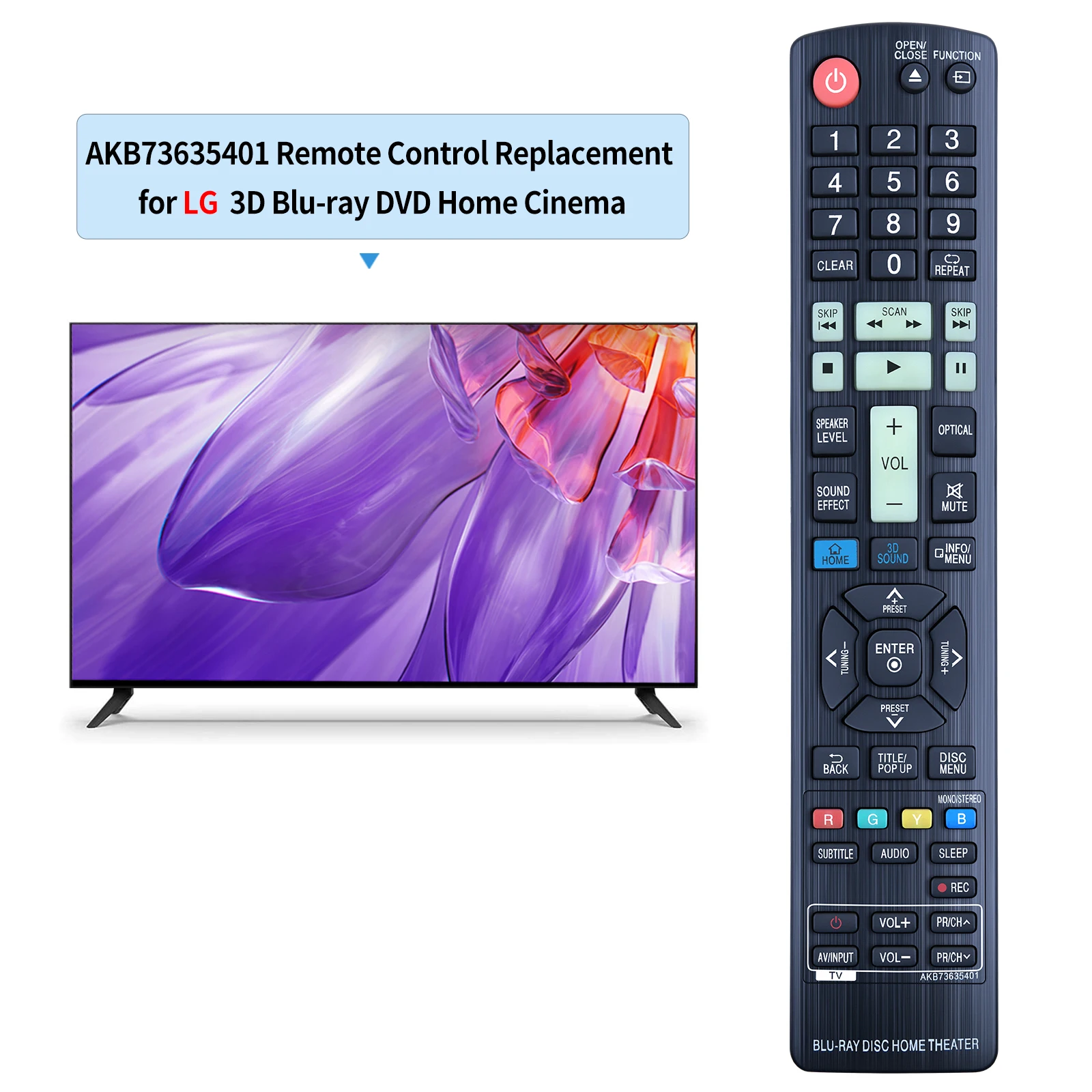 AKB73635401 Remote Control for L/G 3D Blu-ray DVD Home Cinema  BH9540TW BH7540TW BH7240B BH7440P BH7540T S94T1-S S94T1-C S94T1-W