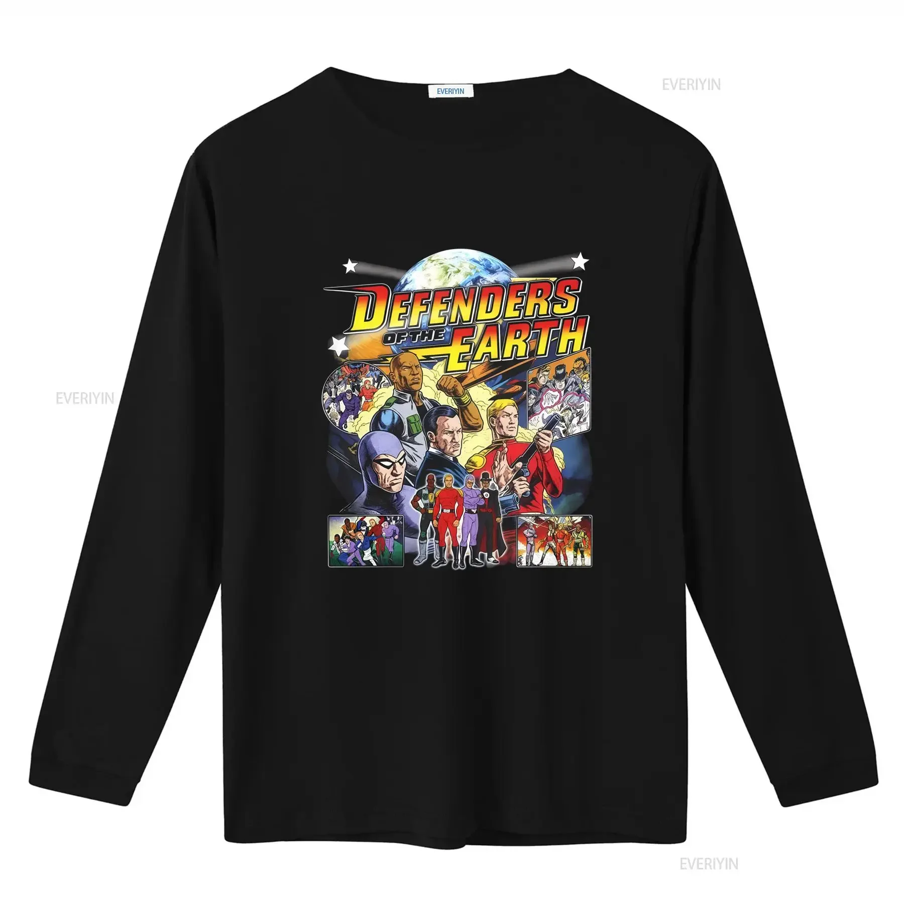 Defenders of Earth T Shirt Retro Cartoon Heroes Design for Men vintage Washed Unisex Breathable Slightly Soft Versatile