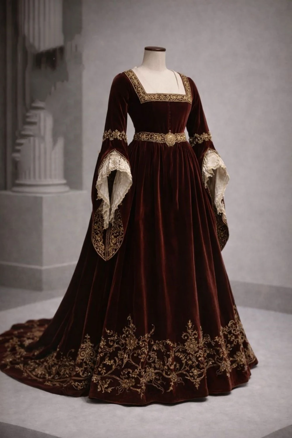 Anne Boleyn Rotes Samtkleid aus dem 15. Jahrhundert Tudor-Königin Elisabeth Gehkostüm Historisches Renaissance-Prinzessinnen-Hofballkleid