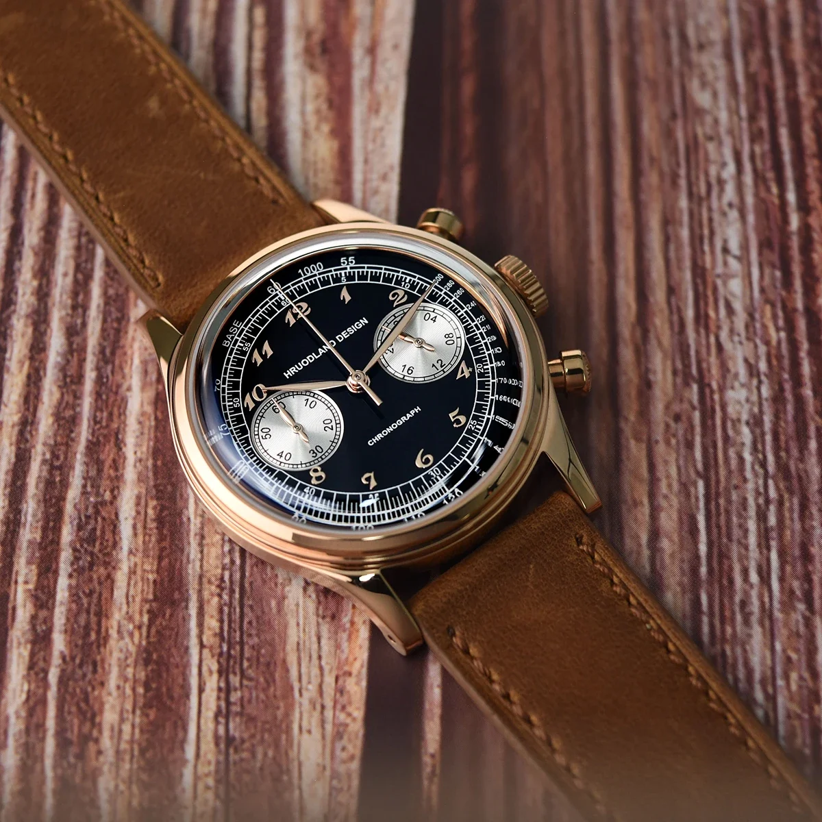 Hruodland G003 розовое золото VK64 кварцевый хронограф мужские часы сапфировое стекло пузырьковое стекло 316L нержавеющая сталь наручные часы для мужчин